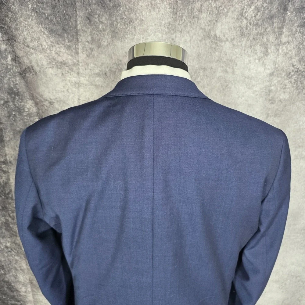 Calvin Klein Blazer Mens 42L Blue Wool Natural Stretch Sports Coat Jacket 2 B‎